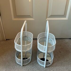Set of White Metal Two-Tier Organizers